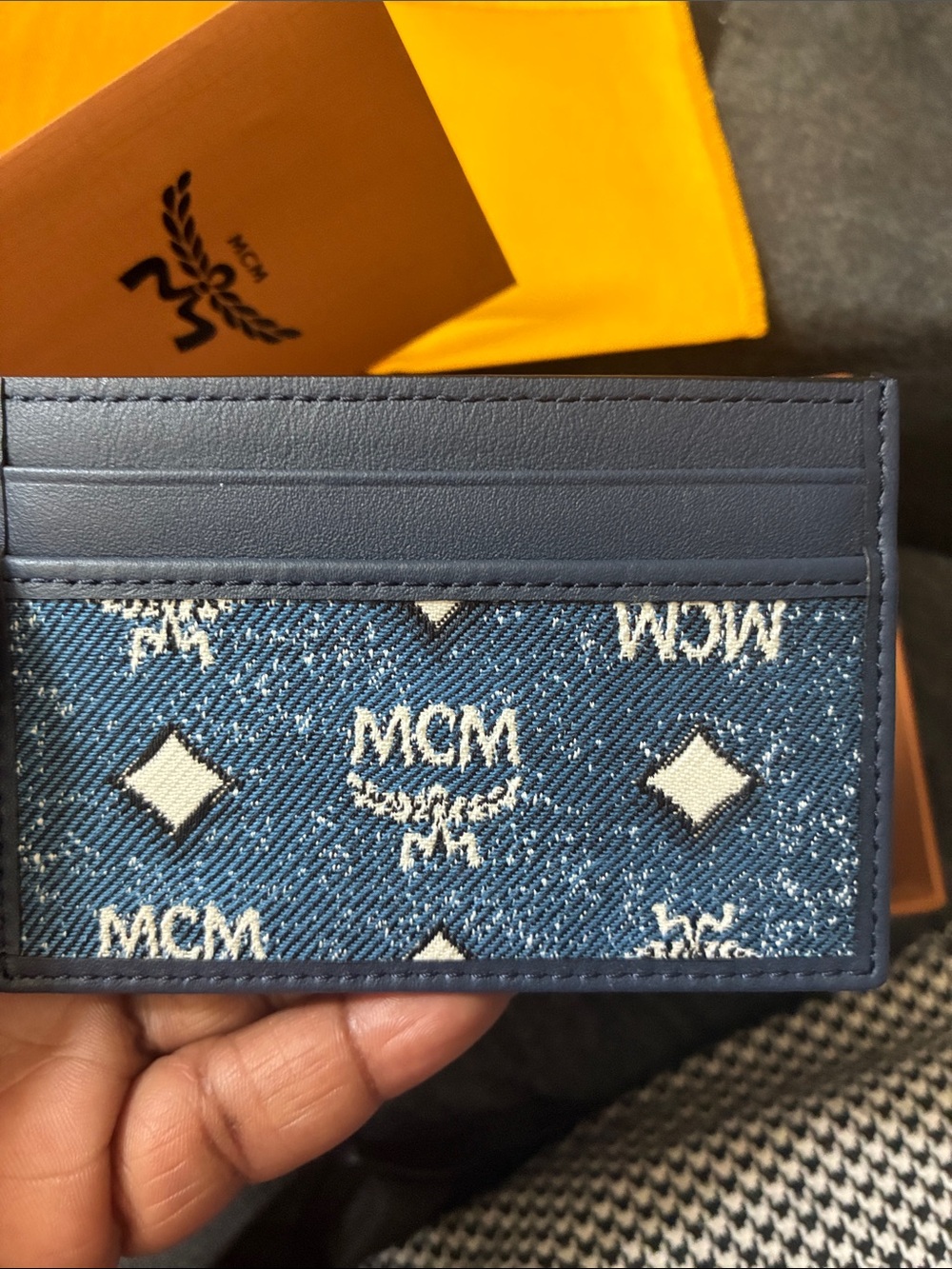 MCM Navy Blue Monogram Card Holder - Picture 6 of 8